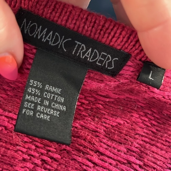 Vintage Nomadic Traders Cardigan Sweater Front Zipper Size Large Ramie/Cotton - Picture 8 of 9